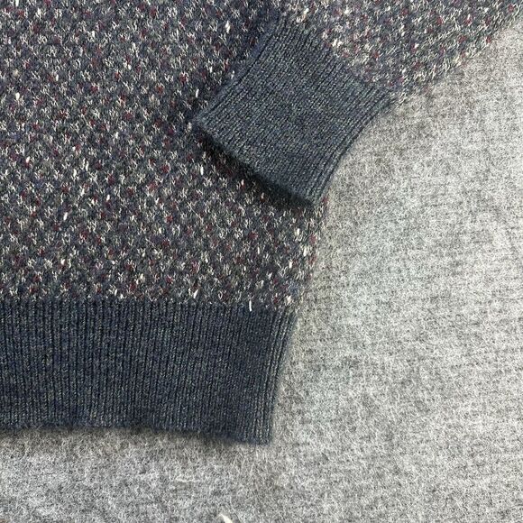 Vintage Racquet Men's Sweater Medium Gray Made in Italy Angora Wool Grandpacore - Picture 5 of 13